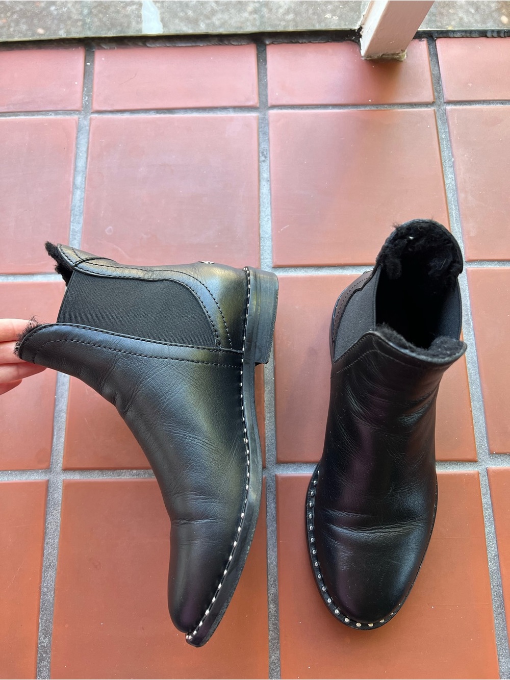 Jimmy Choo Black Leather Stud-Trim Ankle Boots - Picture 2 of 7
